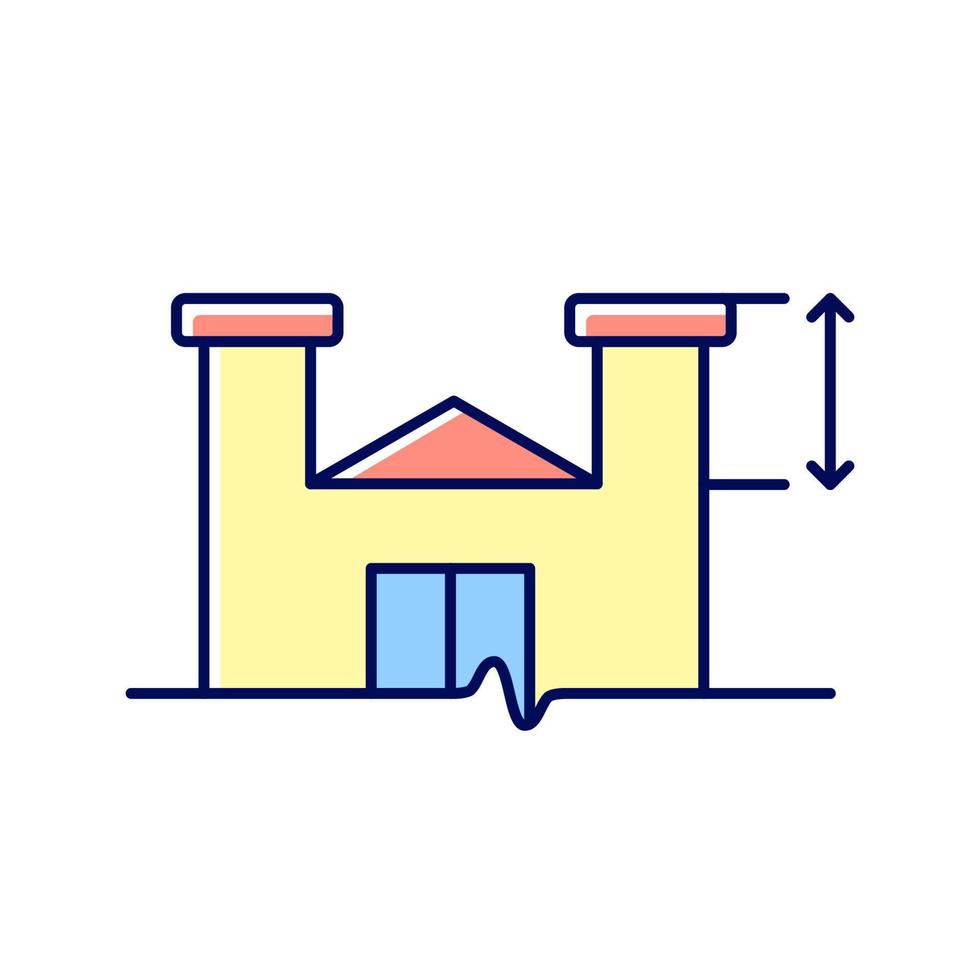 icône de couleur rvb de hauteur minimale des murs de parapet. extensions du système de toiture existant. offrant une protection contre les chutes. mise en valeur des aspects esthétiques du bâtiment. illustration vectorielle isolée. dessin au trait rempli simple vecteur