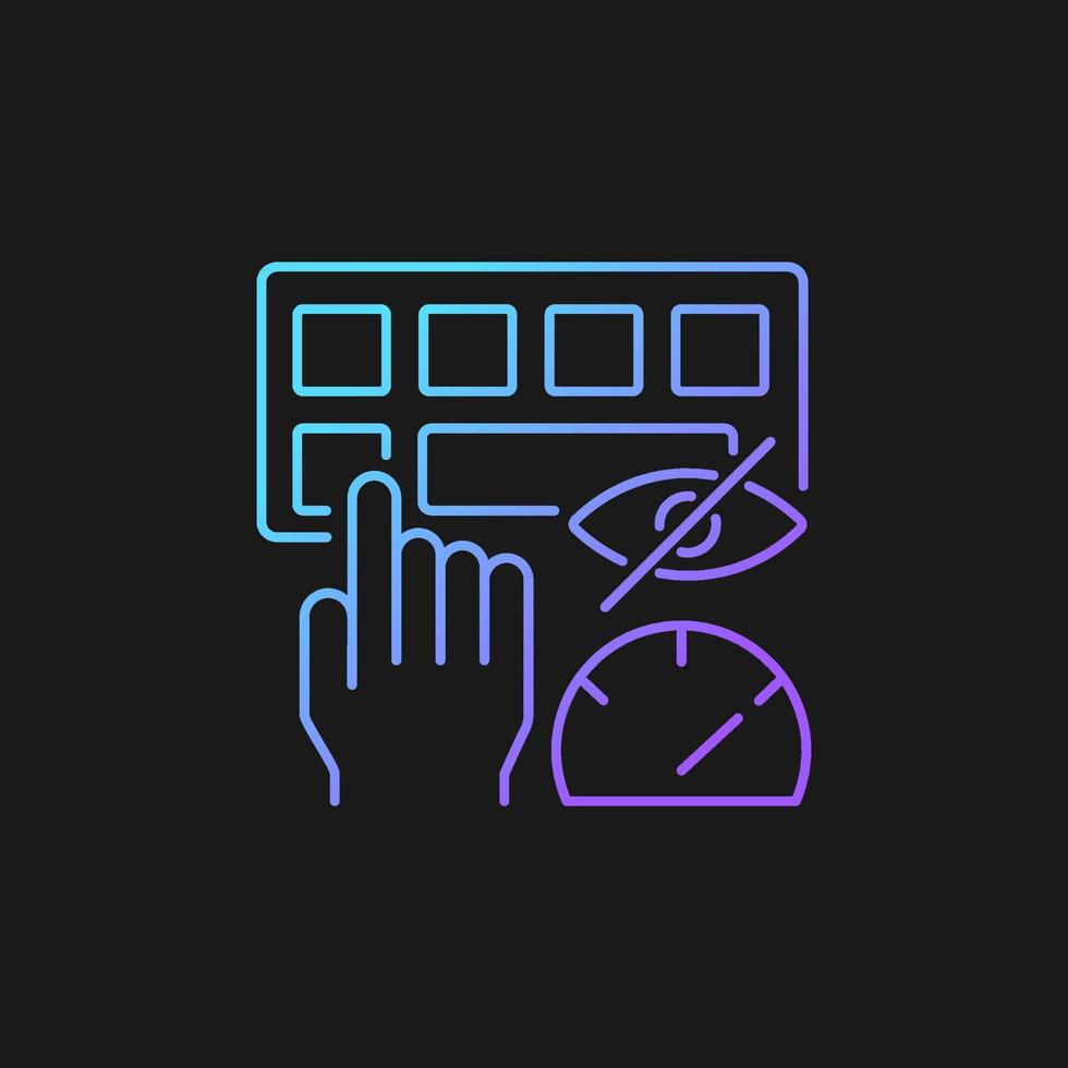 touchez l'icône de vecteur de gradient de frappe pour le thème sombre. compétences en clavier d'ordinateur. saisie à l'aveugle. construire la mémoire musculaire. symbole de couleur de ligne mince. pictogramme de style moderne. dessin de contour isolé de vecteur