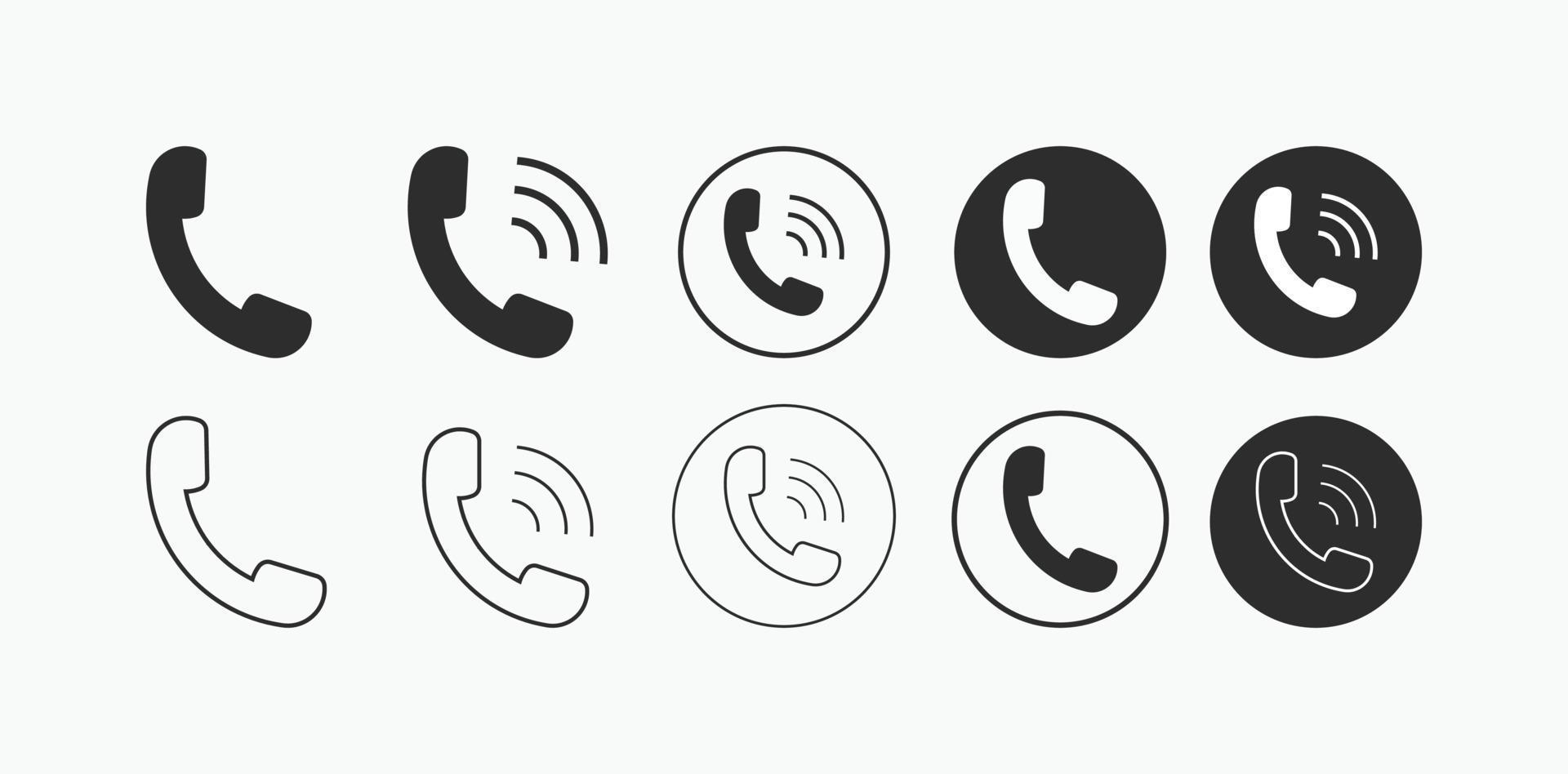ensemble de vecteur de symbole d'icône d'appel téléphonique dans un style plat branché. icône d'appel, signe pour l'application, logo, web