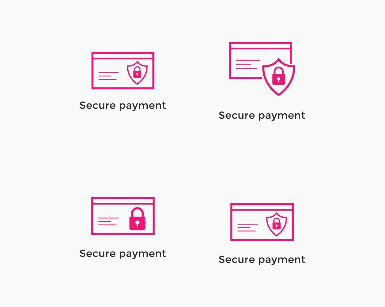 ensemble de paiement sécurisé, icône de ligne de paiement sécurisé vecteur