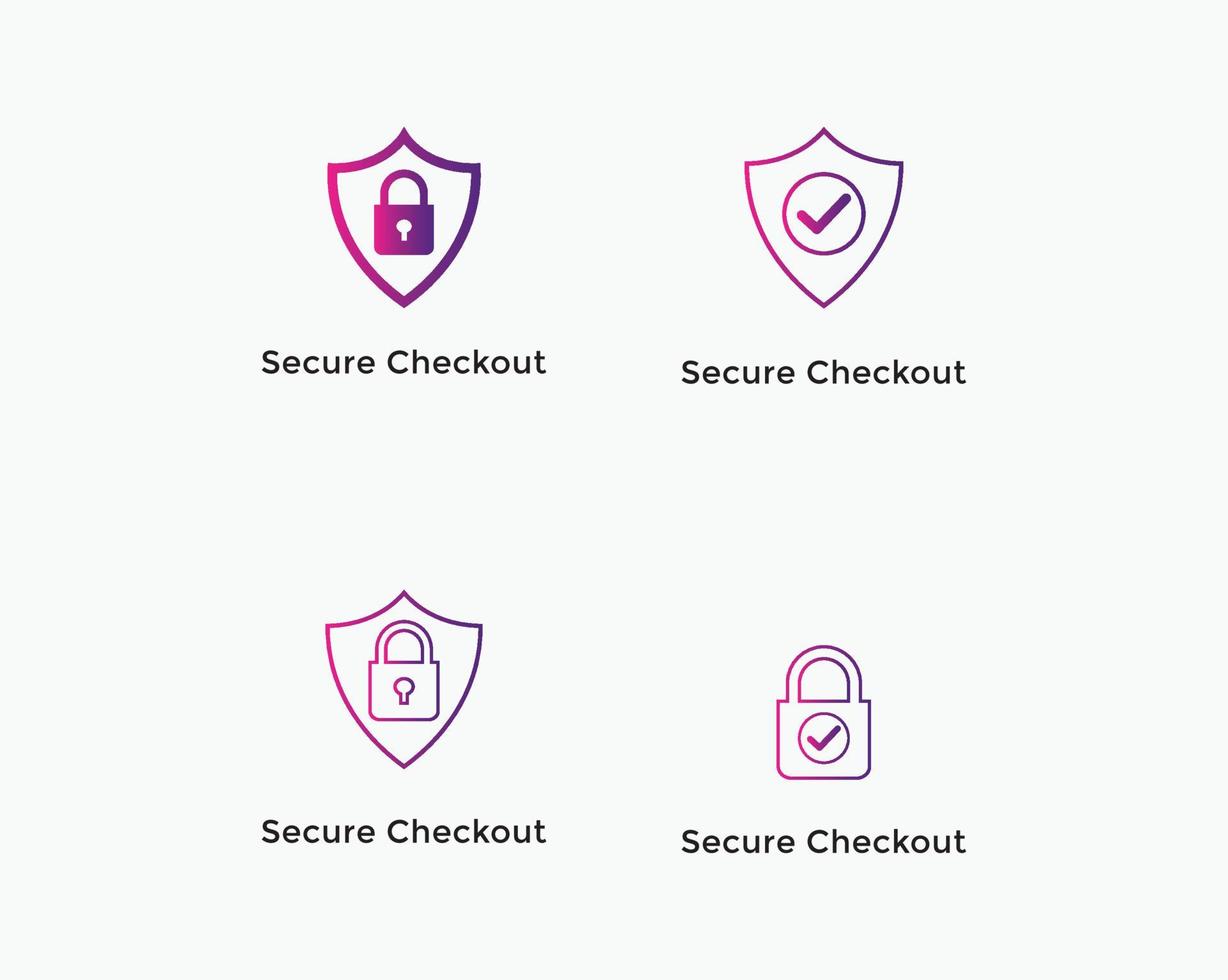 ensemble de paiement sécurisé, icône de ligne de paiement sécurisé vecteur