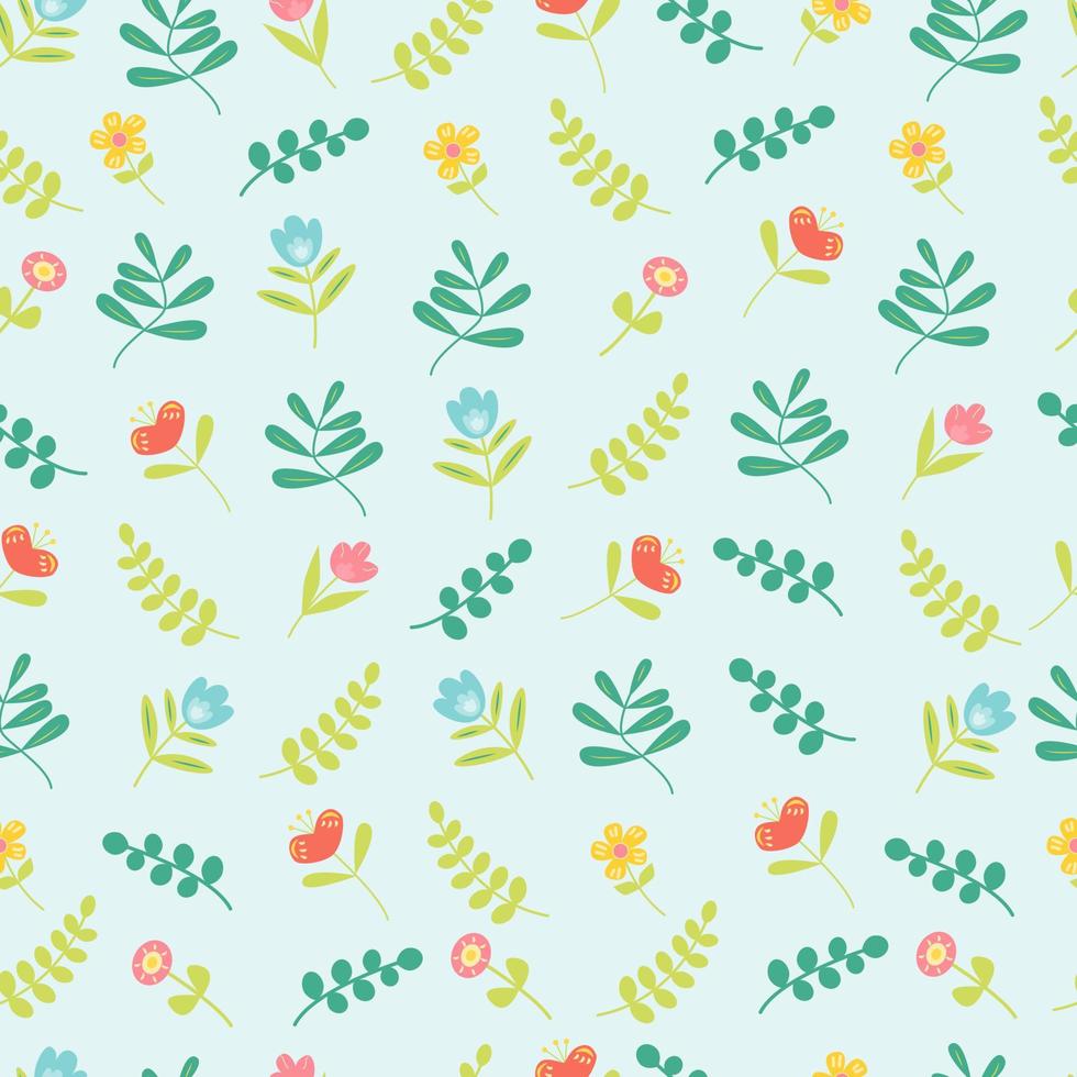 motif floral harmonieux de jardin de printemps avec différentes fleurs et feuilles illustration vectorielle plane vecteur