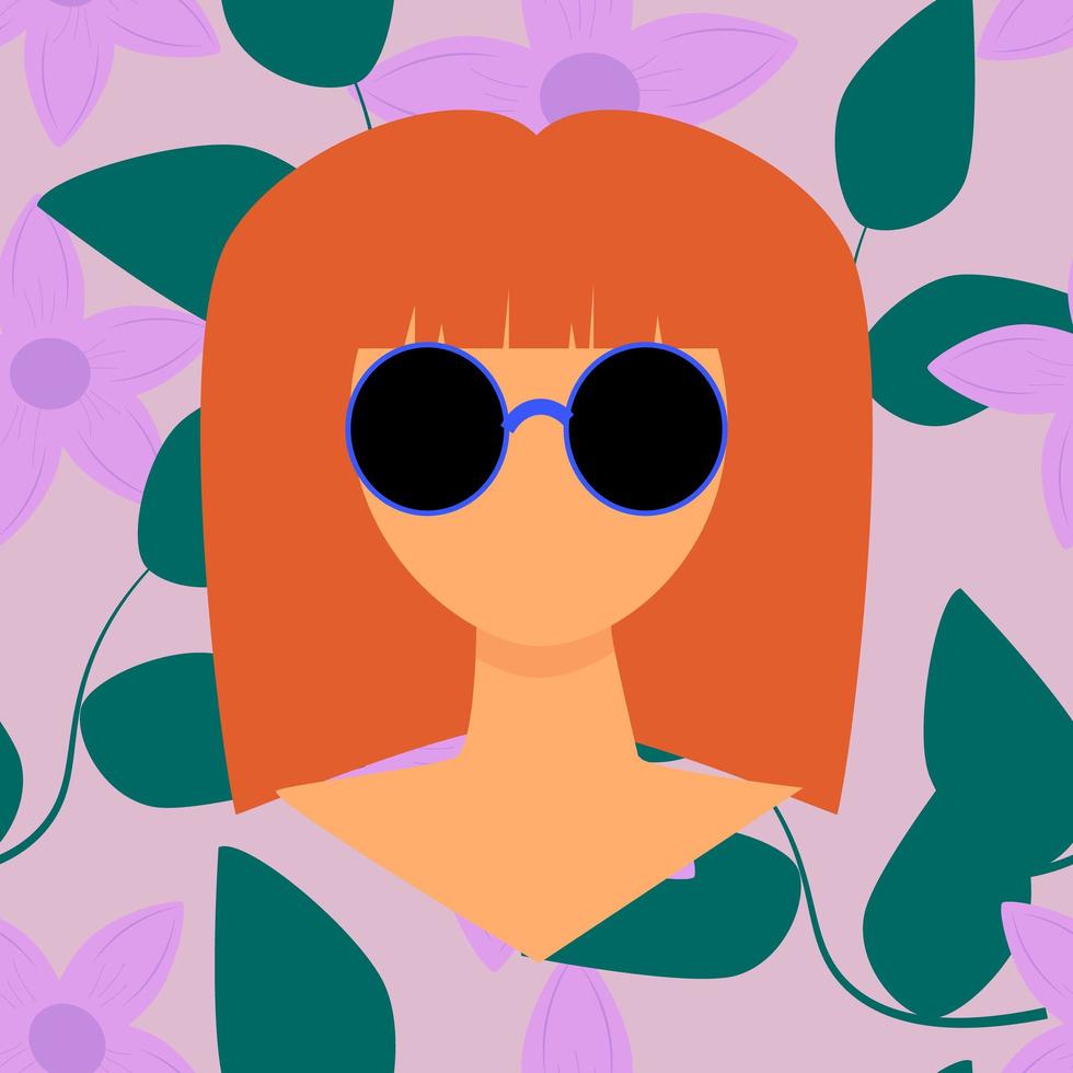 fille au gingembre avec des lunettes de soleil. fond transparent floral.  illustration plate 5748506 - Telecharger Vectoriel Gratuit, Clipart  Graphique, Vecteur Dessins et Pictogramme Gratuit