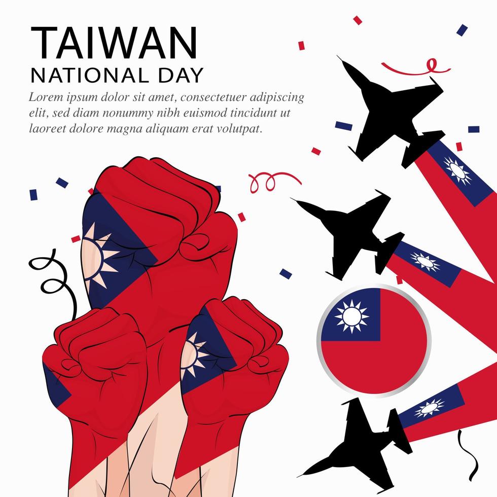 bonne fête nationale taïwan. bannière, carte de voeux, conception de flyer. conception de modèle d'affiche vecteur