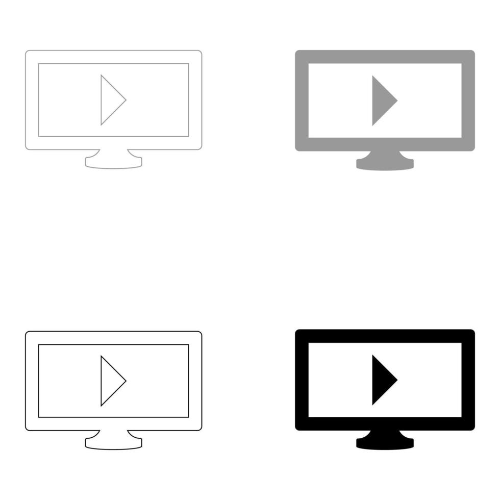 télévision avec marque en train de lire la vidéo l'icône de couleur gris noir vecteur