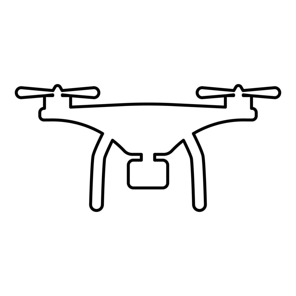 drone avec caméra contour contour ligne icône noir couleur illustration vectorielle image mince style plat vecteur