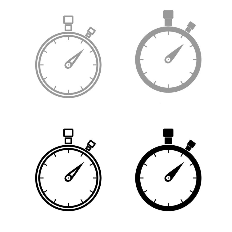 le chronomètre l'ensemble icône de couleur gris noir vecteur