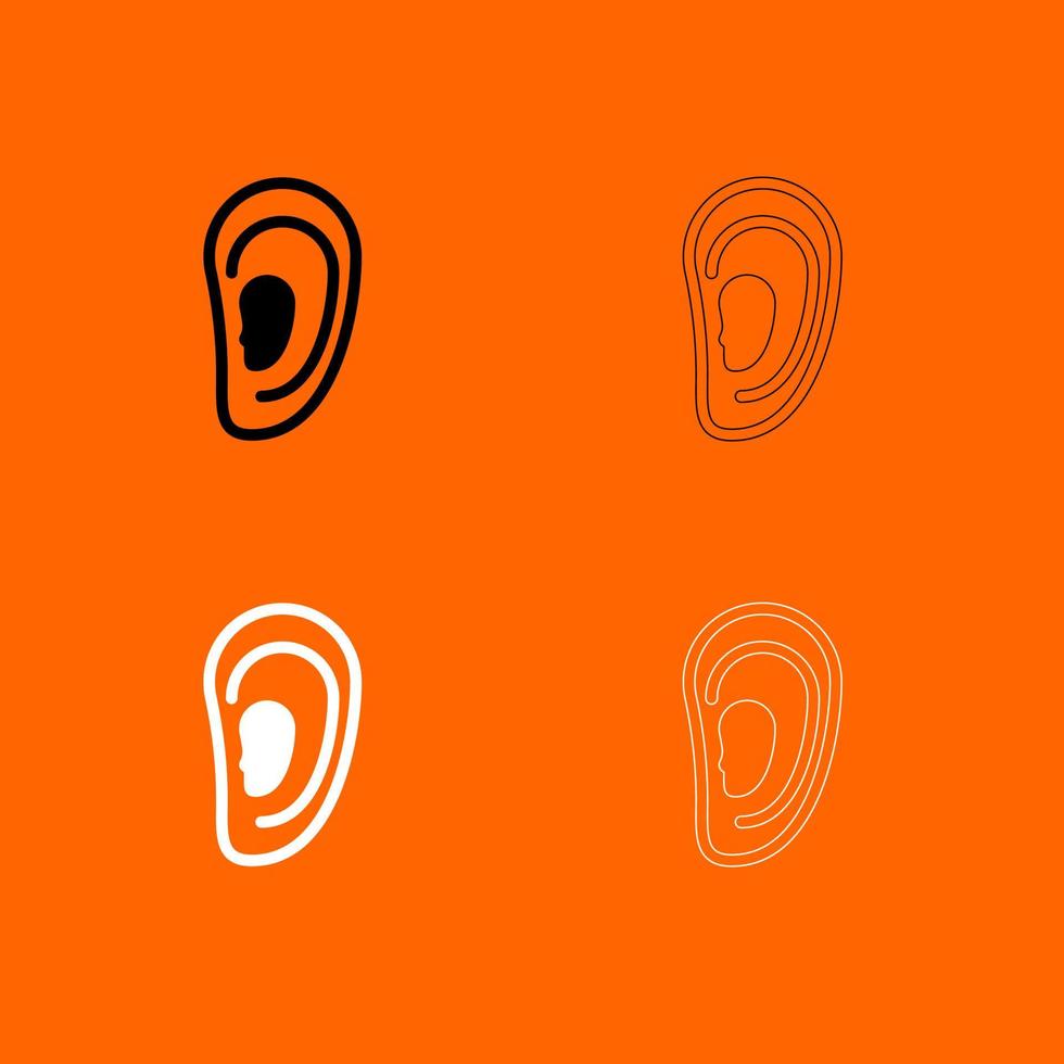 jeu d'icônes d'oreille couleur blanc noir illustration vectorielle image style plat vecteur