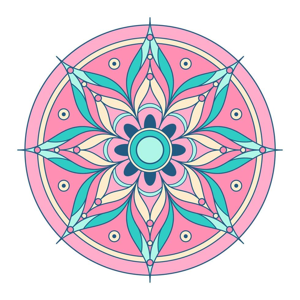 vecteur d'ornement de mandala. une géométrie symétrique couleur fleur ethnique dessiner
