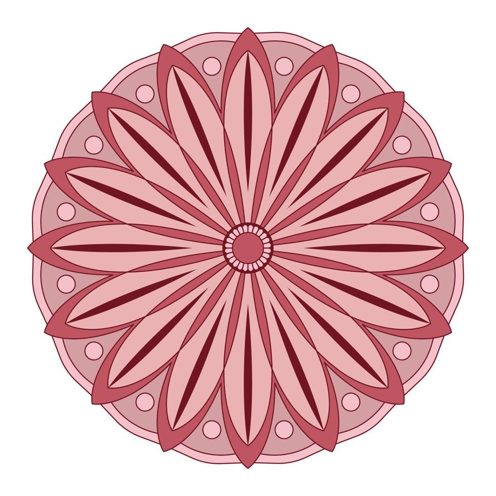 vecteur de mandala. un ornement monochrome rouge rond symétrique. tirage ethnique