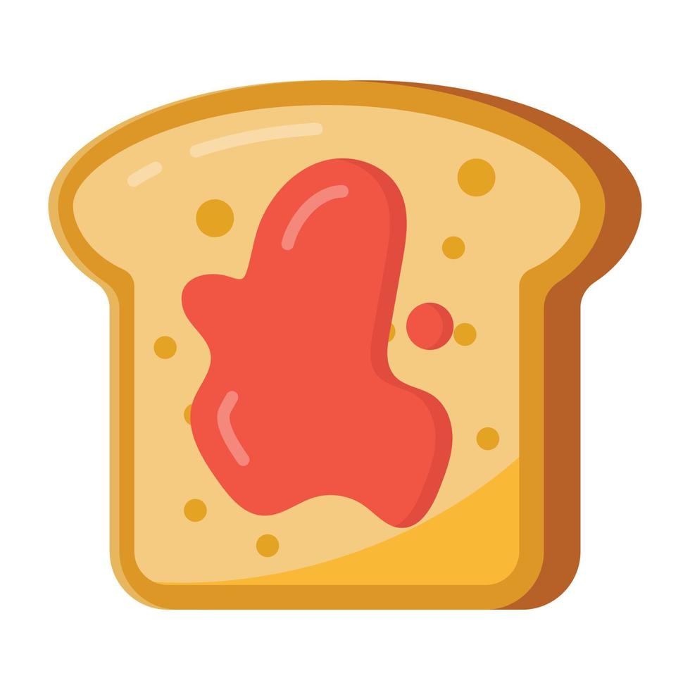 confiture sur un pain, icône plate de pain grillé vecteur