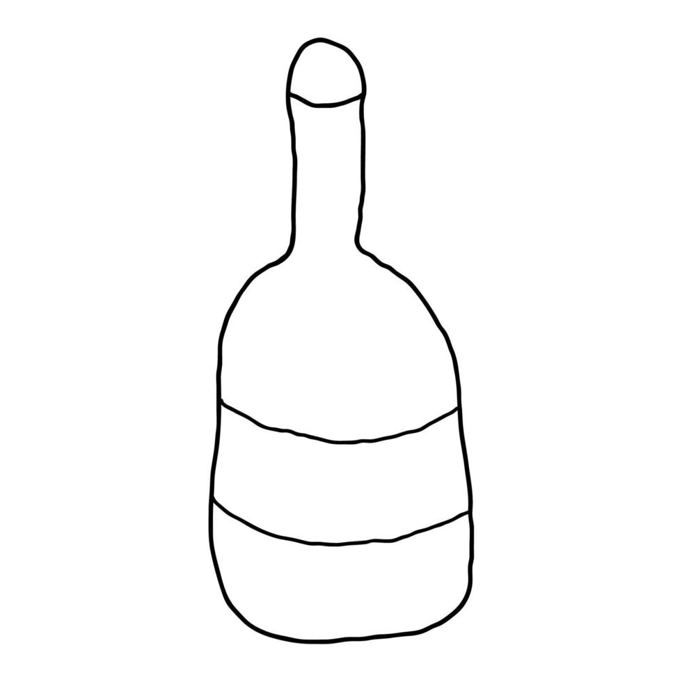 bouteille linéaire de dessin animé doodle isolé sur fond blanc. vecteur