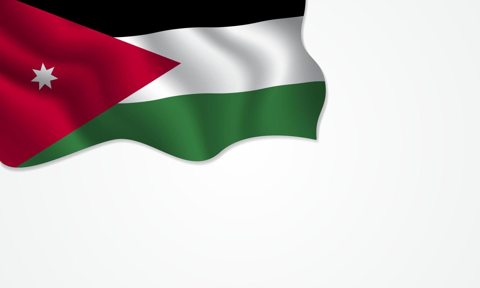 drapeau de la jordanie agitant l'illustration avec espace de copie sur fond isolé vecteur