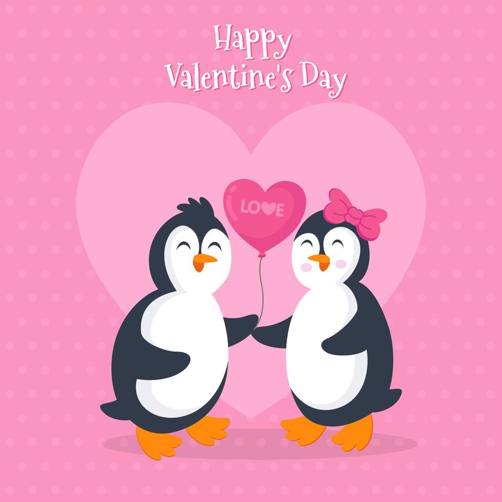 illustration vectorielle de carte de saint valentin avec joli couple de pingouins vecteur