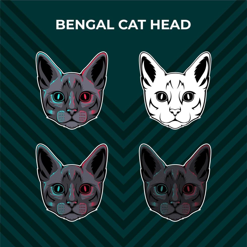 collection de vecteurs de tête de chat bengal vecteur
