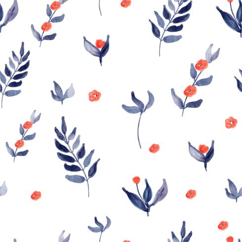 aquarelle fleurs motif couleurs bleues et rouges sans couture vecteur