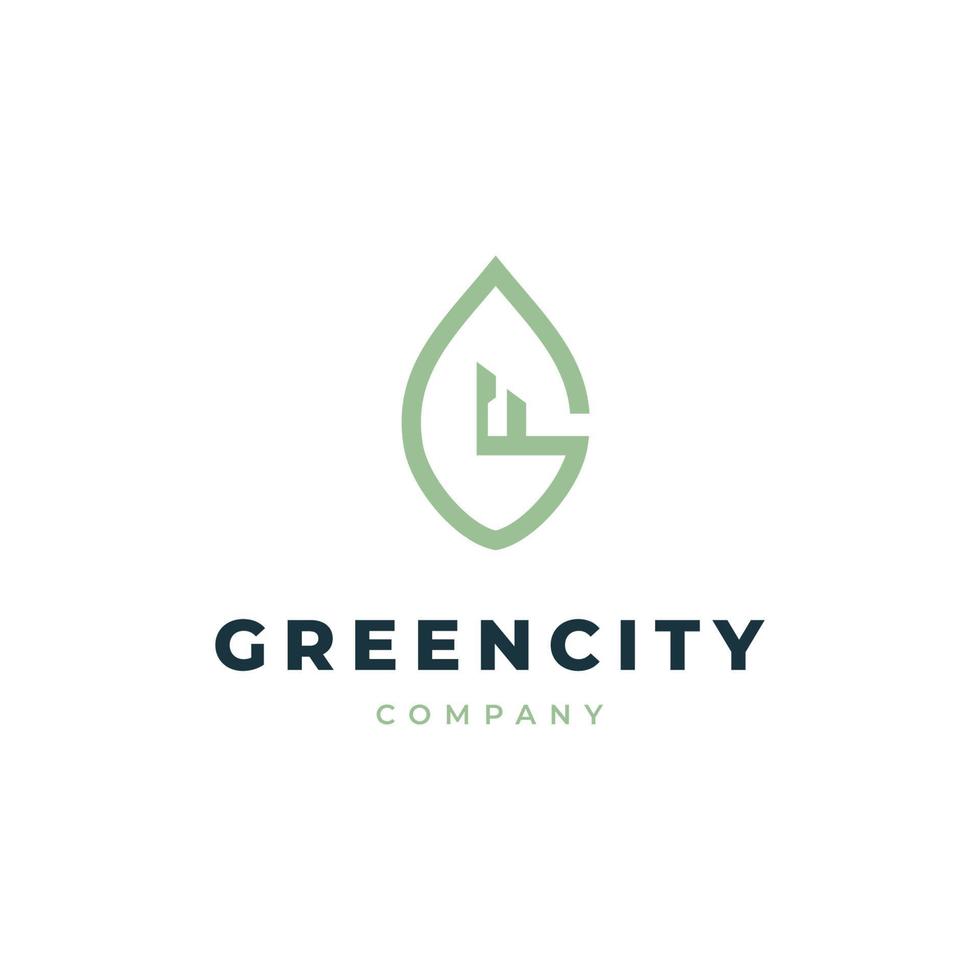 lettre g logo de ville feuille verte vecteur