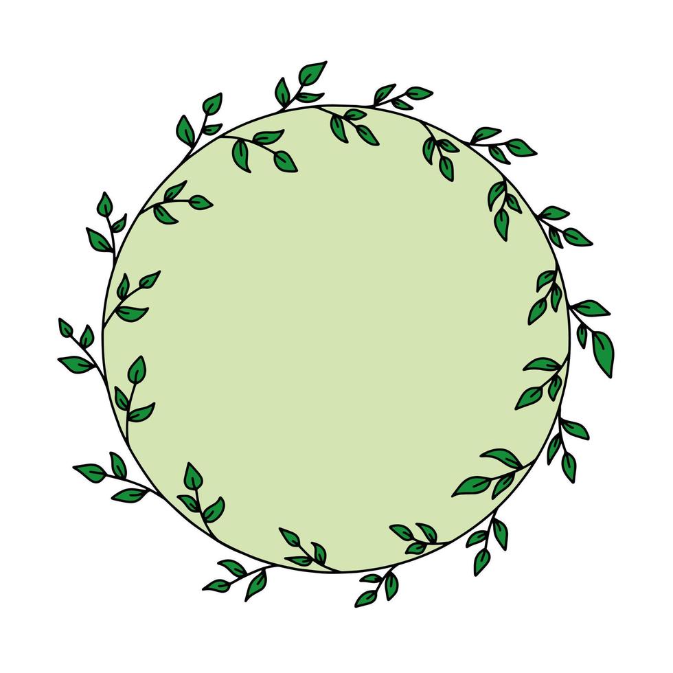 cadre floral coloré de vecteur avec illustration de feuilles. belle couronne de décoration ronde avec des feuilles pour les invitations, cartes de voeux, mariage