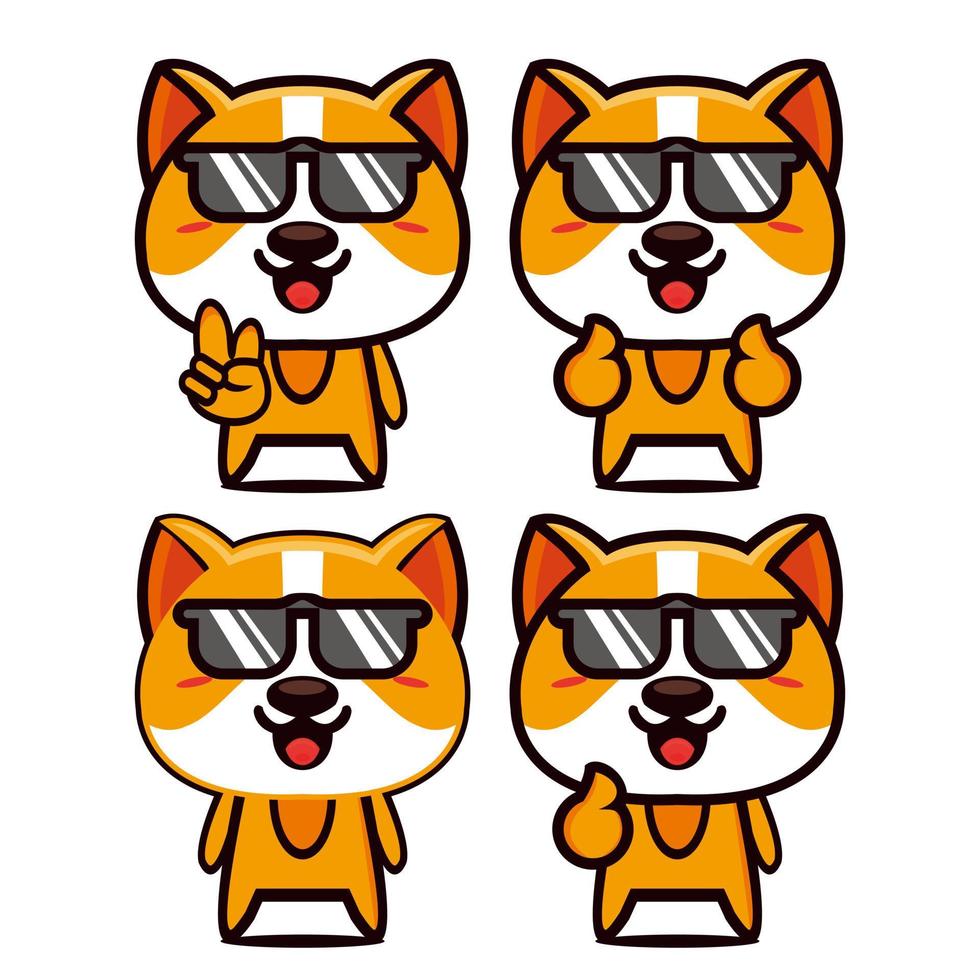 collection de jeux de conception de mascotte de chien mignon. isolé sur fond blanc. concept de paquet d'idées de logo de mascotte de personnage mignon vecteur