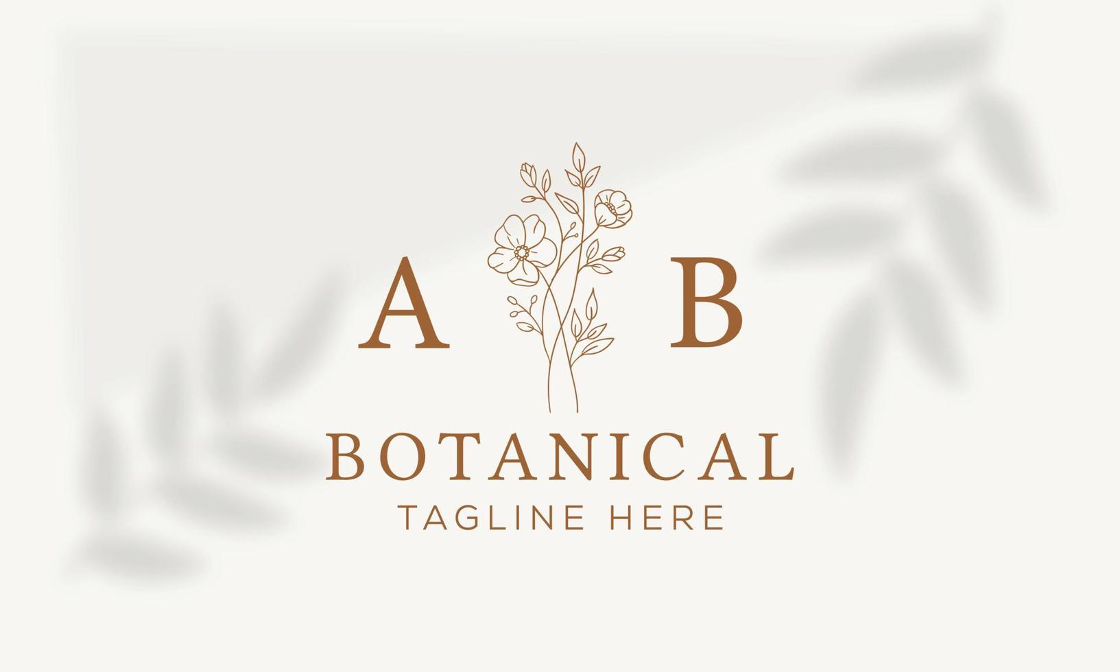 logo dessiné à la main d'élément floral botanique avec fleur et feuilles sauvages. logo pour spa et salon de beauté, boutique, magasin bio, mariage, designer floral, intérieur, photographie, cosmétique. vecteur