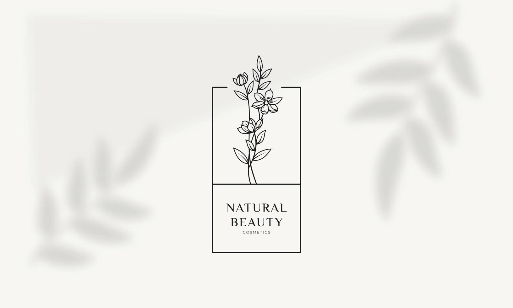 logo dessiné à la main d'élément floral botanique avec fleur et feuilles sauvages. logo pour spa et salon de beauté, boutique, magasin bio, mariage, designer floral, intérieur, photographie, cosmétique. vecteur