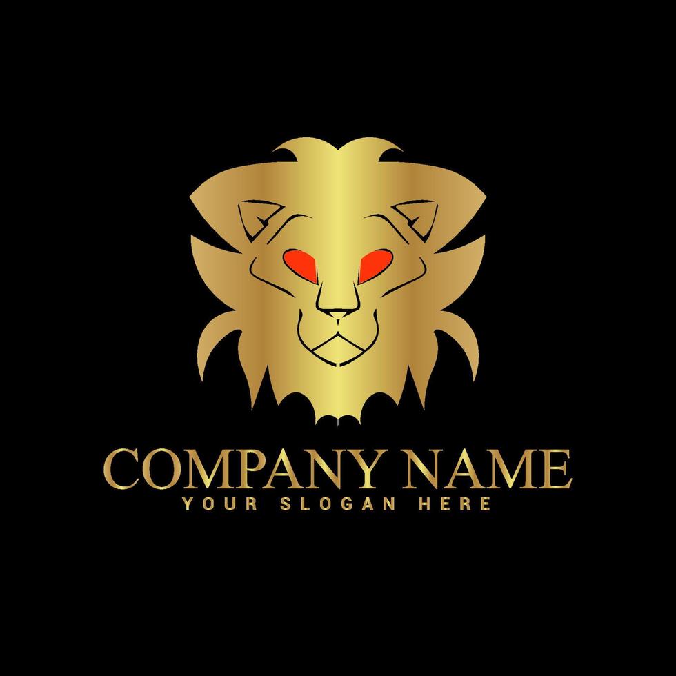 modèle de logo de couronne de lion royal. élégant symbole de crête de lion d'or vecteur