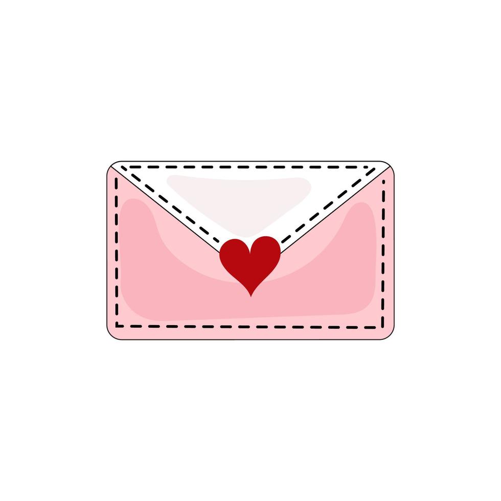 enveloppe avec un coeur. illustration pour la saint valentin. aimer. illustration vectorielle isolée sur fond blanc. vecteur