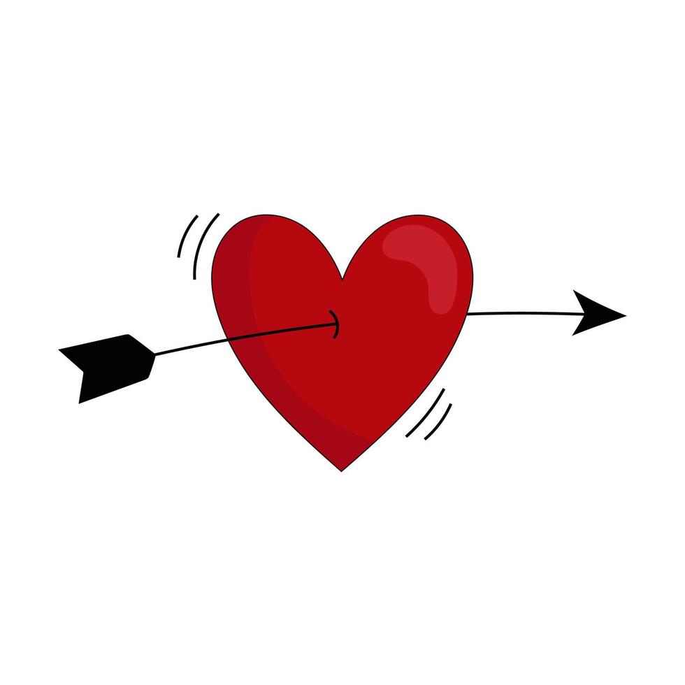 coeur rouge transpercé par la flèche de Cupidon. rendez-vous romantique, café. rendez-vous amoureux. illustration vectorielle isolée sur fond blanc. vecteur