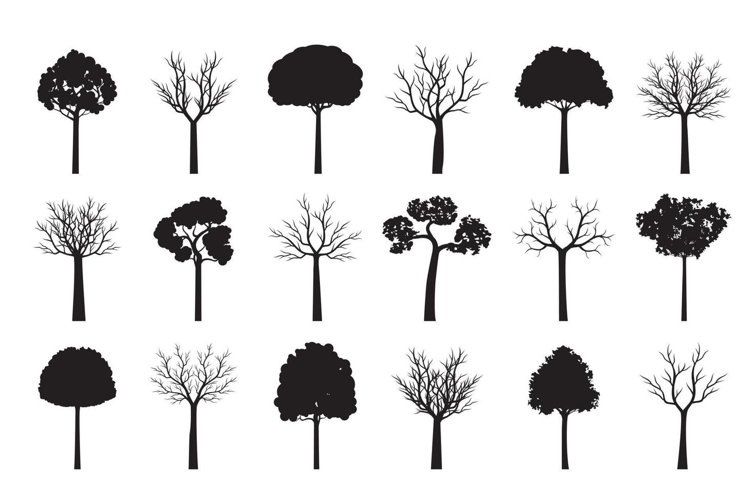 collection d'arbres noirs réalistes. illustration vectorielle isolée sur fond blanc. vecteur