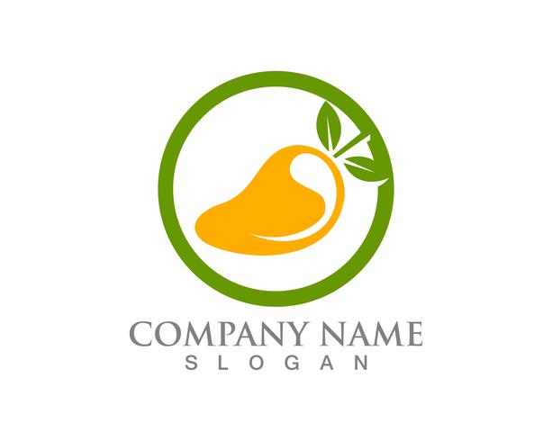 Logo de mangue et modèle de vecteur de fruits icône