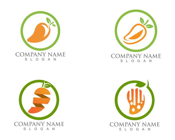 Logo de mangue et modèle de vecteur de fruits icône