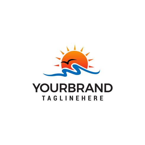 sun beach logo design concept template vecteur