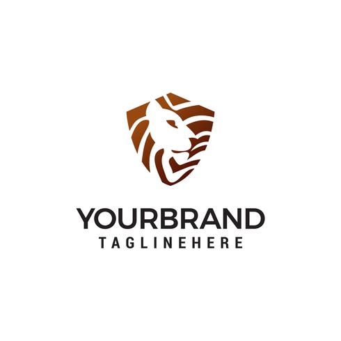 tête lion bouclier logo design concept template vecteur