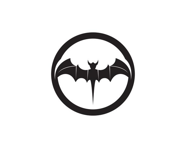 Icône de chauve-souris logo noir modèle fond blanc vecteur