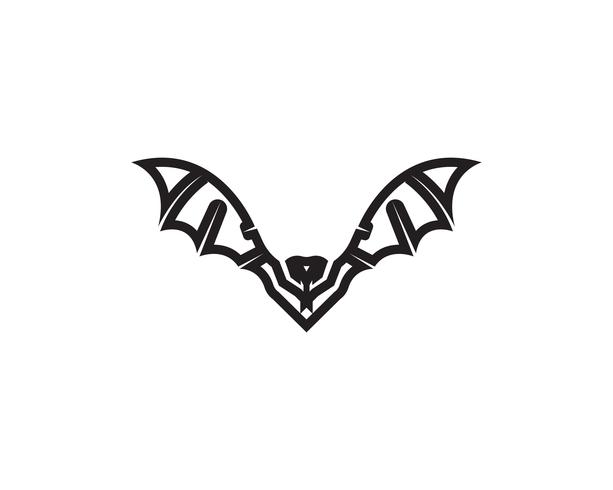 Icône de chauve-souris logo noir modèle fond blanc vecteur