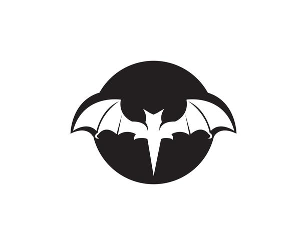 Icône de chauve-souris logo noir modèle fond blanc vecteur