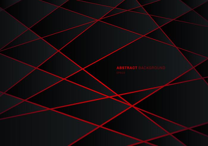 Polygone géométrique noir abstraite sur fond rouge laser lumière néon technologie futuriste design concept. vecteur