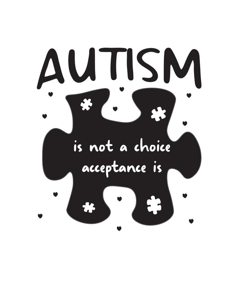 conception de t-shirt de la journée de sensibilisation à l'autisme. conception de t-shirt de citations d'autisme. vecteur