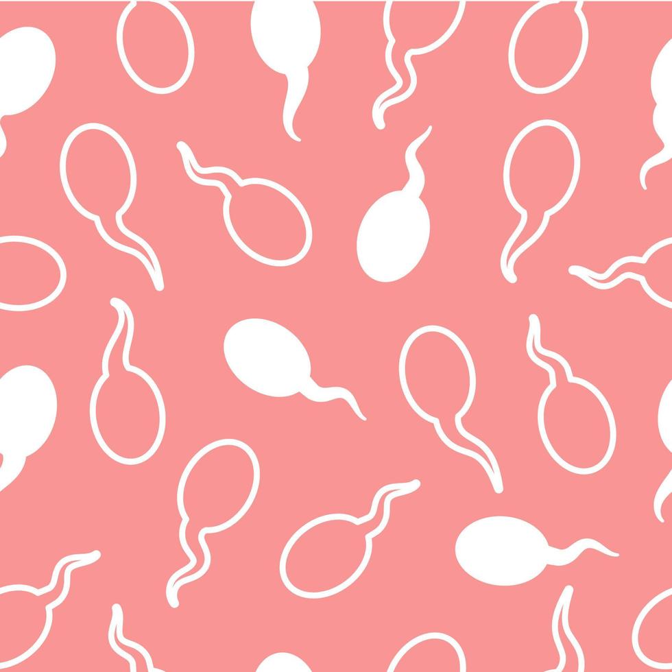 spermatozoïdes mâles.spermatozoïdes blancs sur fond rose.illustration vectorielle simple et plate.modèle sans couture vecteur