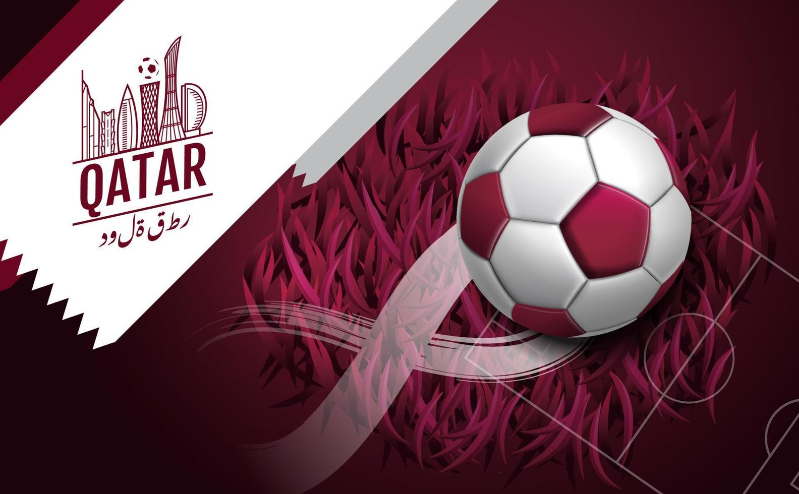 tournoi de football qatar 2022, ballon de football. affiche sportive vecteur