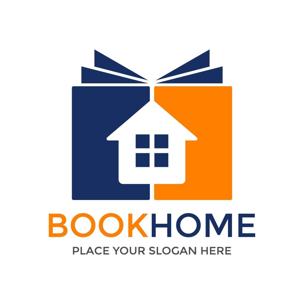 modèle de logo vectoriel de livre à la maison. cette conception utilise le symbole de la maison. adapté à l'éducation.