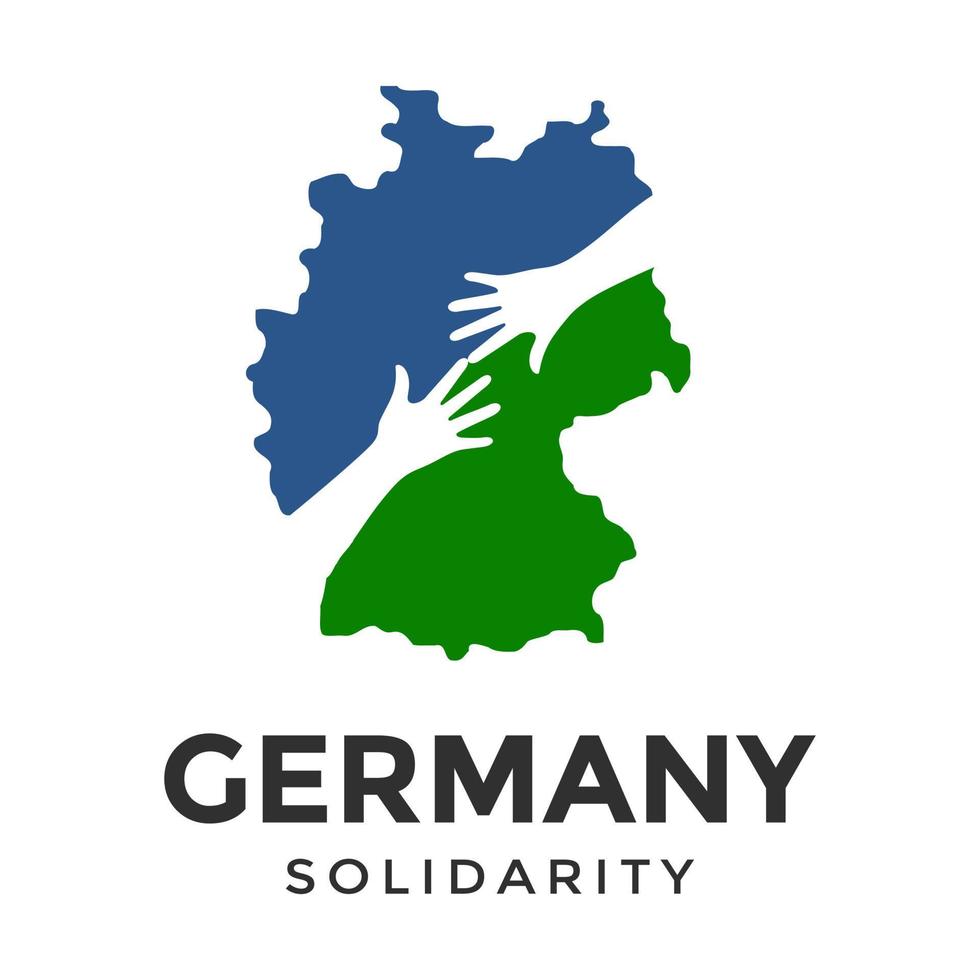 modèle de logo vectoriel de solidarité allemande. cette conception utilise la carte et le symbole de la main. adapté à la communauté.