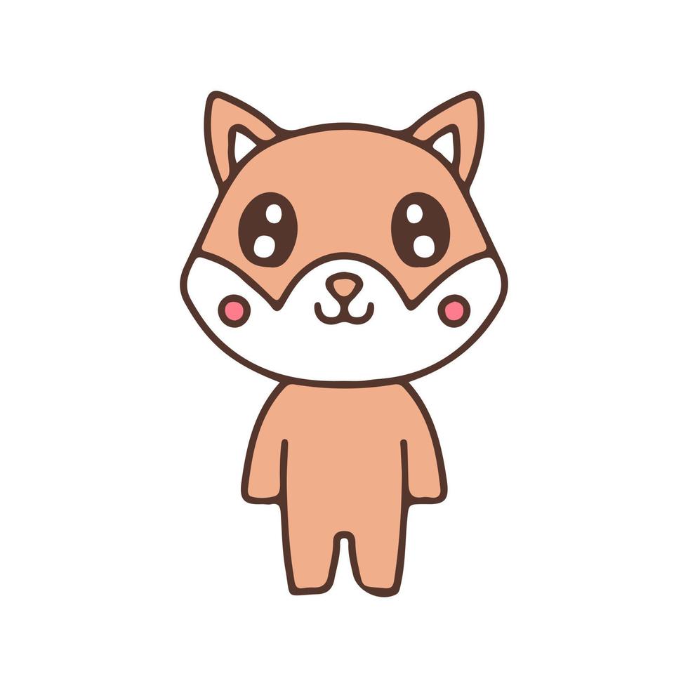 personnage de mascotte de chien shiba inu. illustration pour autocollant et t-shirt. vecteur