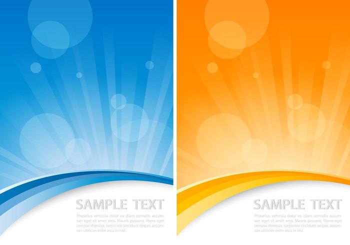 Orange and blue sunburst vector background pack