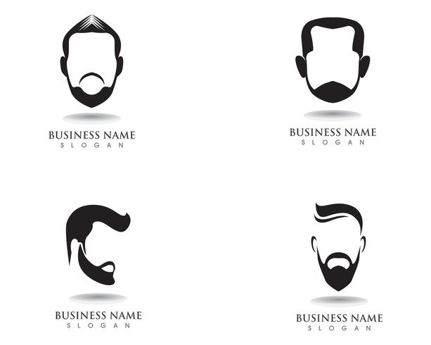 barbe masculine cheveux noirs logo geek et symbole vecteur