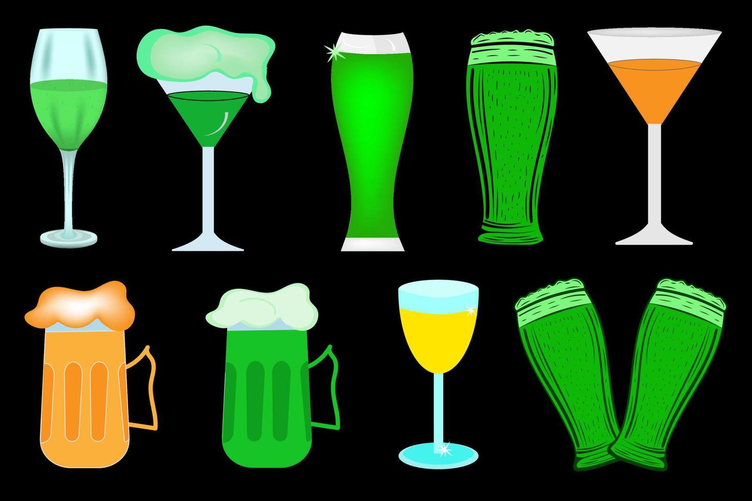 st patrick day chope de bière et ensemble d'illustrations vectorielles en verre vecteur