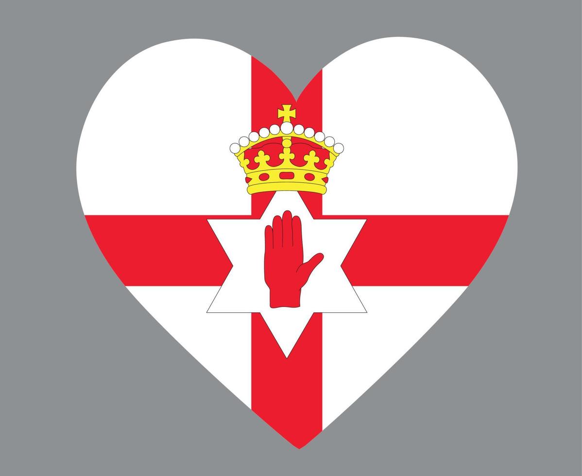 drapeau de l'irlande du nord europe nationale emblème coeur icône illustration vectorielle élément de conception abstraite vecteur