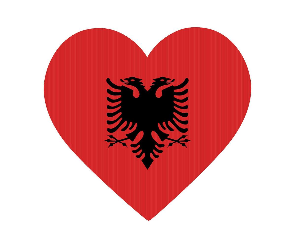 drapeau albanie europe nationale emblème coeur icône illustration vectorielle élément de conception abstraite vecteur