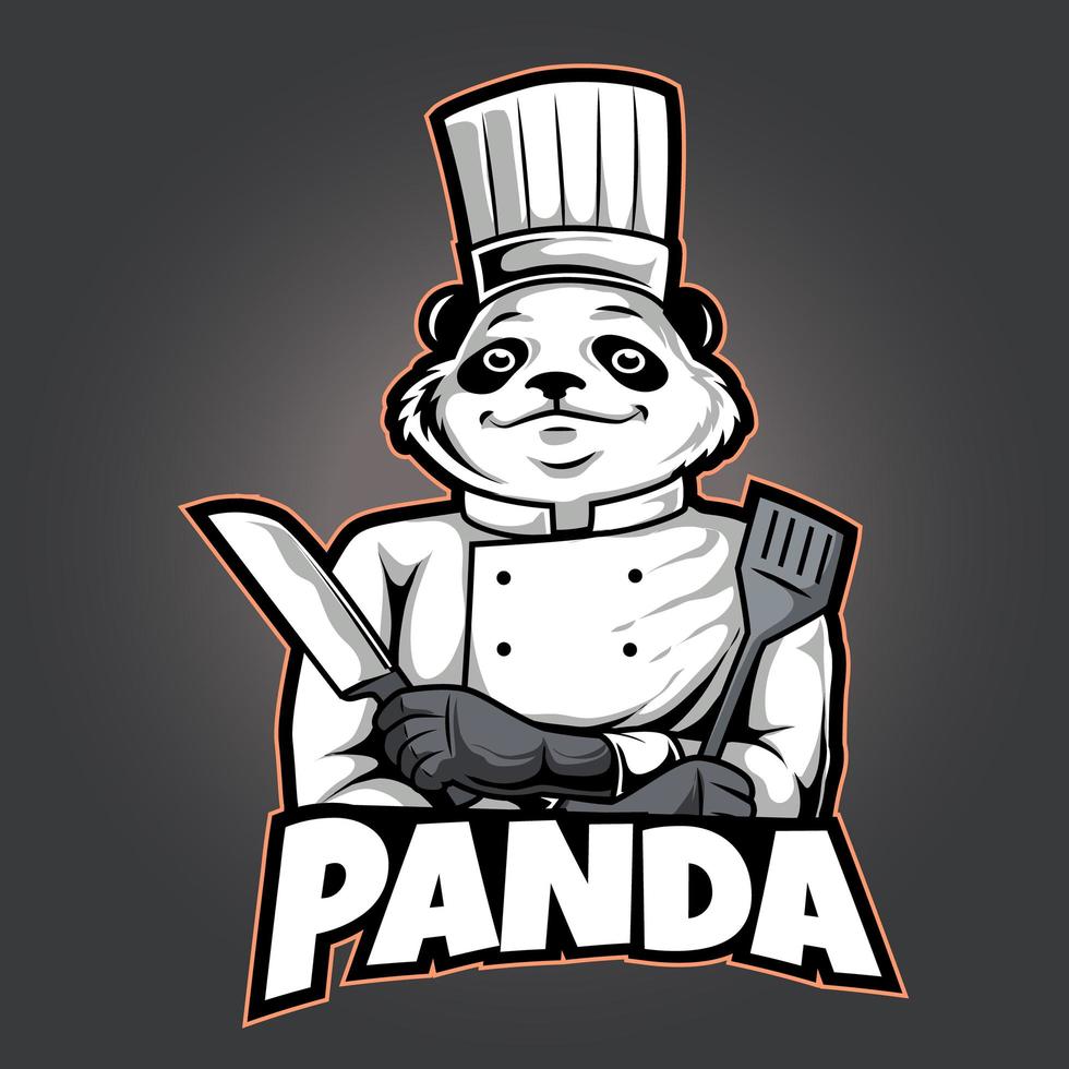 chef panda mascotte logo illustration vectorielle modèle isolé vecteur