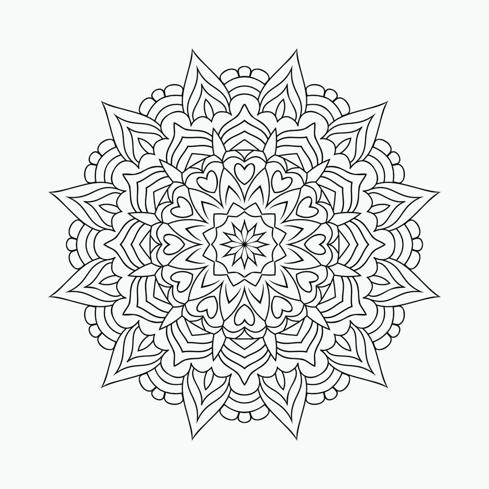 motif de mandala indien traditionnel sur fond blanc. vecteur d'art de ligne de mandala pour les pages à colorier pour les enfants. vecteur d'art de ligne d'ornement de mandala. page de coloriage pour les enfants. motif de mandala de style indien.